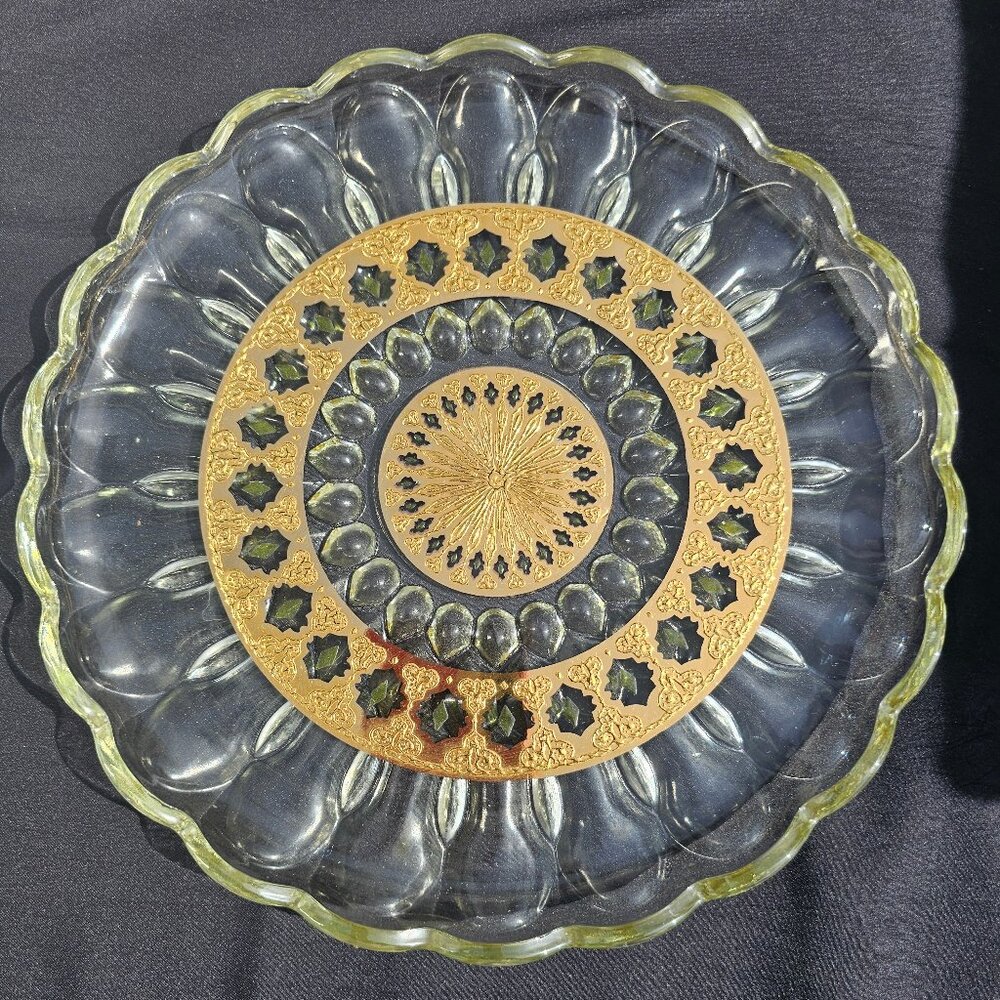 Vintage Culver Valencia Tray 10" Crystal 22k Gold